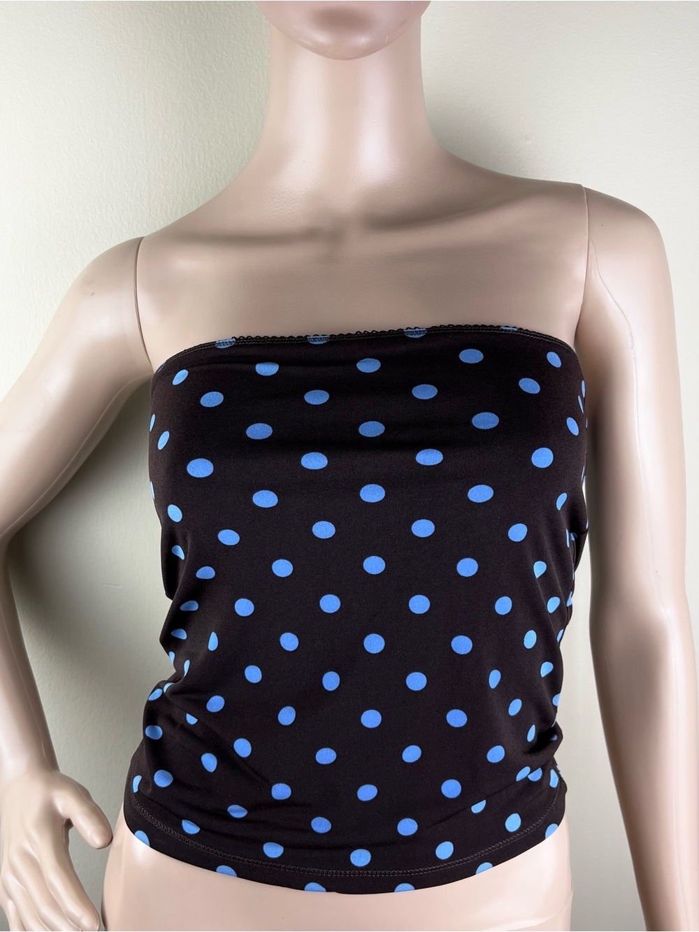 NEW ZARA BROWN POLKA DOT BANDEAU TOP - Picture 2 of 8